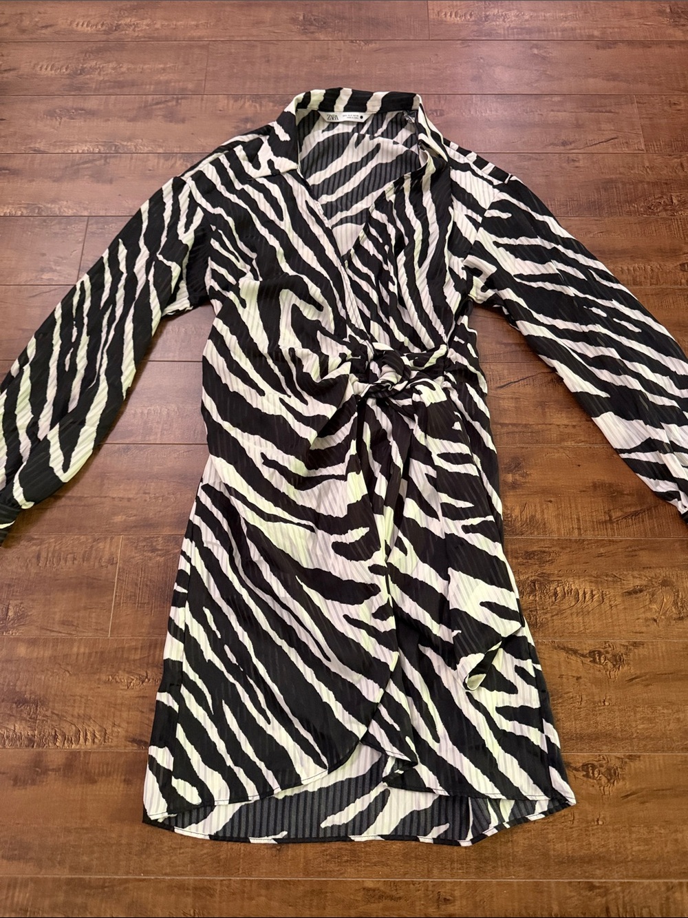 ZARA Black & White Zebra Wrap Dress